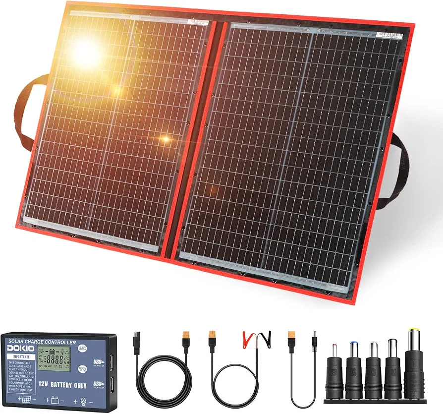 پنل خورشیدی قابل حمل تاشو ۱۱۰ وات Dokio 100W 110W FFSP-110W