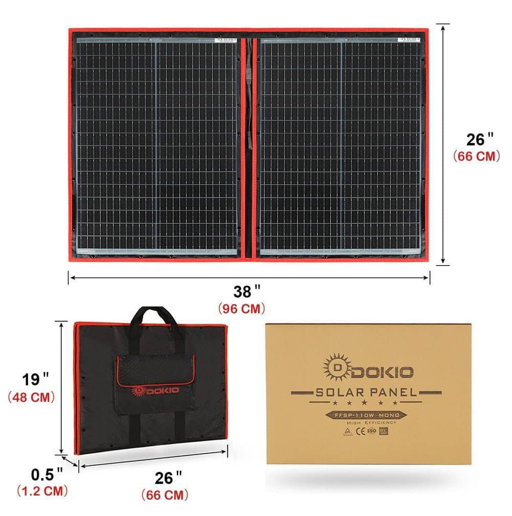 پنل خورشیدی قابل حمل تاشو ۱۱۰ وات Dokio 100W 110W FFSP-110W